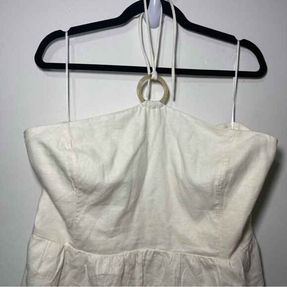 Old Navy women's white linen blend O ring halter summer beach romper in size XXL - Picture 3 of 10